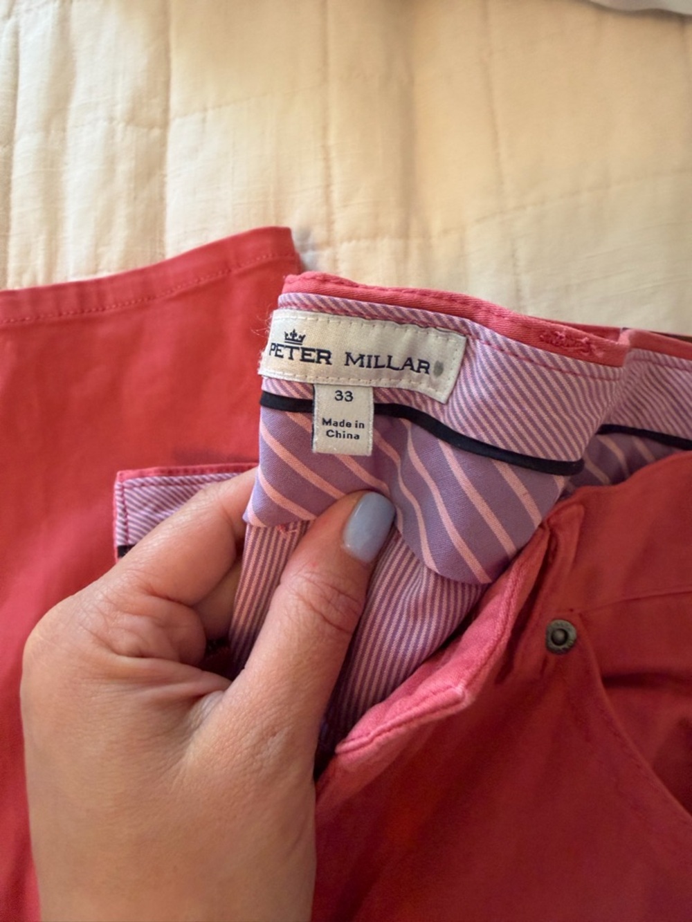 Peter Millar Coral-Red Chino Shorts